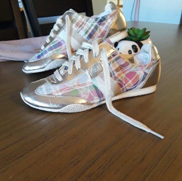 Coach Shoes - 💎💦🛍Coach Poppy Madras plaid shoe's 💅💥💥